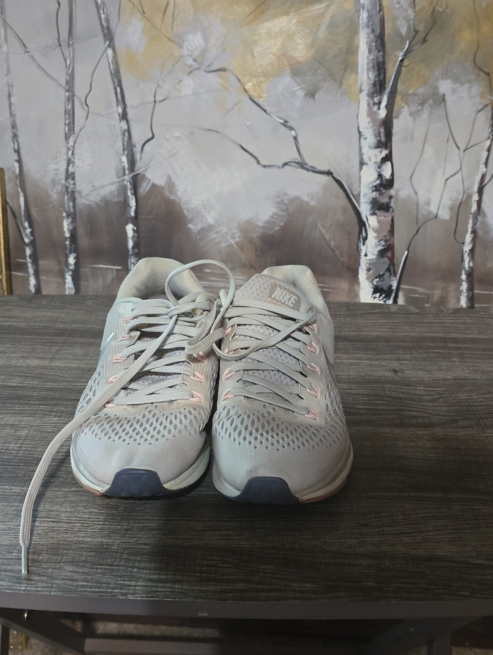 Nike Women’s Running Sneakers in Light Gray with Pale Pink Accents #2